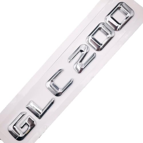Auto-Heck-Emblem, Zahlen, Buchstaben, Autoaufkleber, kompatibel for Mercedes Benz GLC200 GLC 200, Chrom-Silber/Mattschwarz (Color : Silver-Sharp)