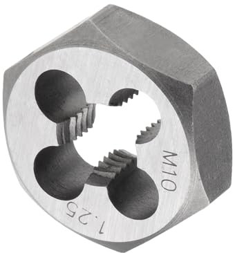 CoCud Terraja de Roscar Hexagonal M10 x 1.25 Paso Herramienta de Roscado de Tubería Cilíndrica de Acero al Carbono con 4 Orificios para Virutas