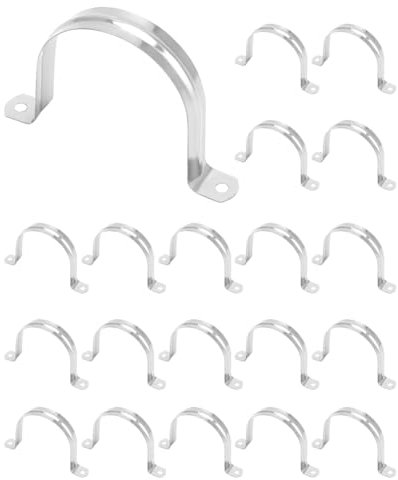 Closer 3Inch Rigid Pipe Strap Clamp,20 Pack Strap-U Bracket Tube Clip,Heavy Duty Stainless Steel Fastener Holder Two Hole Strap