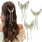 Ypkia Schmetterling Haarklammer Klein Gold Metall mit Fransen Haarspangen Damen Perlen Strass Elegant Haar-accessoire Für Frauen und Mädchen (3 Stück)