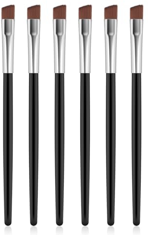 6 Stück Abgewinkelt Eyeliner Pinsel Set, Abgewinkelter Eyeliner-Pinsel, Feine Abgeschrägte Flache Winkel Pinsel, Fein Abgewinkelt, Weiche Fasern, 12.3CM Augen-Make-up-Werkzeug, Schwarz