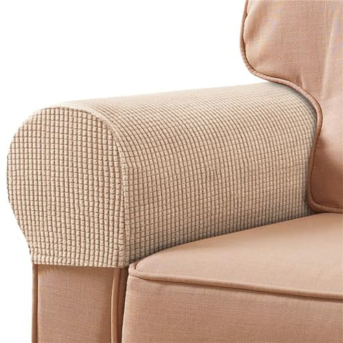 Morbuy Set di 2 Copribraccioli per Divani, Copri Braccioli Divano Elasticizzati e Antiscivolo Fodera per Bracciolo del Divano Elasticizzato per Protezione Poltrone Mobili (Khaki)