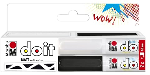 Marabu DO IT Craft Marker, 2er Set Acrylstifte mit 2-3 mm Spitze, Acrylmarker mit Filtersystem ohne Anpumpen, Multimarker für Steine, Holz uvm., 0128000000200