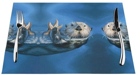 Sea Otter gewebtes Tischset, rechteckig, gewebt, Esstischmatte, erhältlich in Küchen und Restaurants