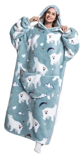 Verlängert Übergroße Hoodie Decke,Hoodie Sweatshirt mit Taschen und Kapuze,Kuschelpullover TV Decke Für Herren Damen Erwachsene