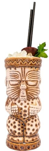 VB VIN BOUQUET FIK 1406 Tiki-Glas D 350 ml, exotisches Cocktail-Design, ideal für Partys und Themenversammlungen