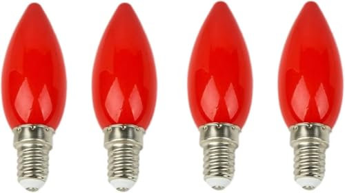 E14 Led Light Bulb 2024 New Fireglow Red Candle Bulb Small Edison Screw Fireplace Red Coloured Light Bulb Replacement for Halloween Christmas Holiday Party Decoration (4pcs)