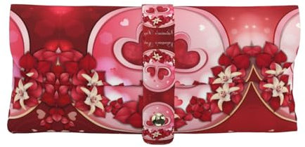 ESNAIUVCD Custodia per occhiali in pelle con stampa Happy Valentine's Day, custodia protettiva unisex per occhiali da viaggio e uso quotidiano, accessori eleganti, bianco, Taglia unica