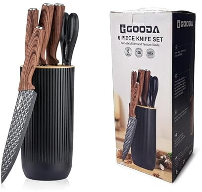 Ever Rich ® Stainless Steel Kitchen Knife Block Set, Knife Set, Ultra Sharp Knife (STYL 12 Black)