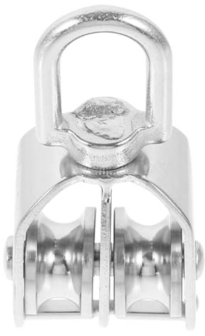 JEWEDECO Hochleistungs Kabelrolle Seilrolle Aus Stahl Heberolle Für Seilzüge Umlenkrolle Für Elektrische Seilzüge Doppel Riemenscheibe Mit Haken Robustes Traktionswerkzeug 1