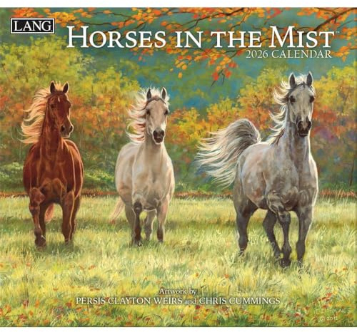 Lang Companies, Horses in the Mist Wandkalender 2026 von Persis Clayton Weirs, 34 x 30 cm, 12-Monatskalender mit gehefteter Bindung