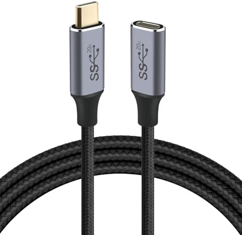 AXFEE USB C Extension Cable 1.5M, 20Gbps 100W USB C 3.2 Gen2 Extender Lead 4K@60Hz, Type C Male to Female Fast Charge Data Transfer Extension, for MacBook/i-Pad Pro, Video Display, Galaxy S23/S22