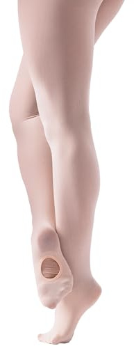 Collants de danse convertibles en tissu haute performance 70 deniers, pour filles et femmes, rose et marron clair
