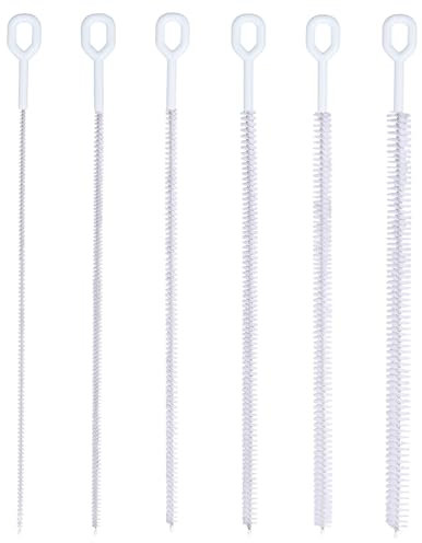 6pcs Straw Cleaner Brush Set, 12.6 Inch Cleaning Brush Extra Long Reusable Water Bottle Pipe Cleaner Bendable Cleaning Tool for Metal Silicone Plastic Glass Straws Tubes (White)