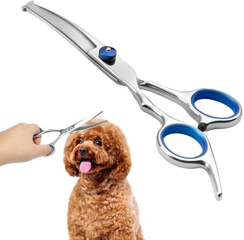 Arvoni hundeschere, Gebogene Hundeschere Profi Fellschere für Hunde und Katzen, Sicherheit Schere mit Runder Spitze und Ergonomischen Griff, Langlebige Edelstahl Haarschneideschere zum Trimmen
