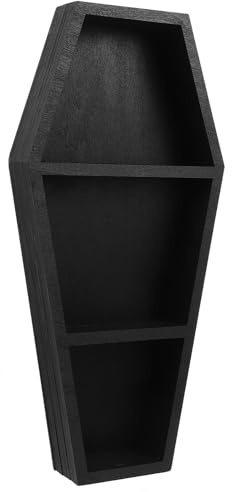 Veemoon Gothic Coffin Shelf Wall Decor 38x18cm Black Coffin Style Floating Shelf Halloween Decorative Wall Holder for Home and Bedroom