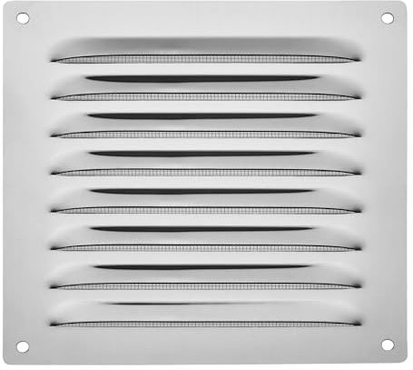 SOTECH Lüftungsgitter 150 x 150 mm echt Edelstahl gebürstet mit Insektenschutz Abluftgitter, Belüftungsgitter zum Aufschrauben