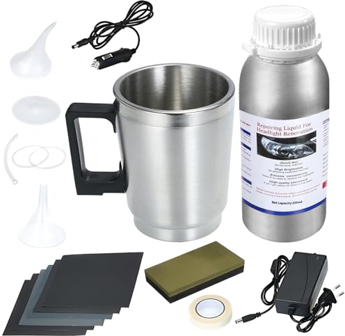 Auto Scheinwerfer Aufbereitung Set, Scheinwerfer Bedampfen & Politur Set für Kratzer, Vergilbung & Oxidation, Scheinwerfer Reparatur Kit mit Doppel-Stromversorgung, Einfach & Schnell Zuhause Anwendbar