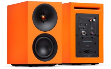 Cambridge Audio L/R S - 100W Kompakte Aktive Stereo Lautsprecher mit aptX HD Bluetooth, USB Audio, Aux & Optisch, Subwoofer Ausgang, Fernbedienung, Raumabstimmung, DynamEQ – Orange