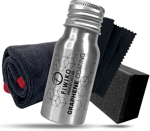 Fiwiko Kit de recubrimiento de grafeno de 30 ml – Protección de pintura extremadamente duradera – Brillo profundo e hidrofobia fuerte – Grafeno Nano Coating para coche, moto y llantas – Calidad de