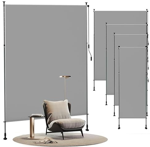 Aufun Senkrechtmarkise Balkon 200x310 cm, Klemmmarkise außen ohne Bohren, Ausziehbar & Blickdicht, Vertikalrollo mit Handkurbel, Sichtschutz, Wind- und Sonnenschutz für Terrasse & Garten, Hellgrau