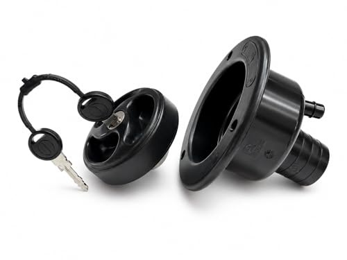 Boca de Llenado Agua Camper 40mm con Llave – Toma Exterior Depósito Agua Autocaravana, Caravana y Furgoneta Camper Color Negro