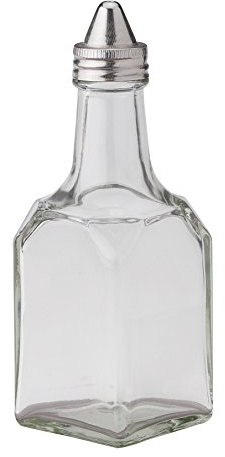 HIC Kitchen Square Cruet with Spout, Glass and Stainless Steel, 5.5-Ounces