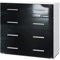 Vladon Sideboard Pavos, Kommode mit 4 Schubladen, Weiß matt/Schwarz Hochglanz (76 x 72 x 35 cm)