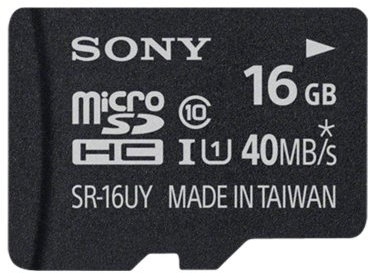 Sony 16GB MicroSDHC Secure Digital Flash Memory Card - PERFORMANCE Series Class 10 UHS-1 (Read 40MB/s) - SR16UYA with Adapter