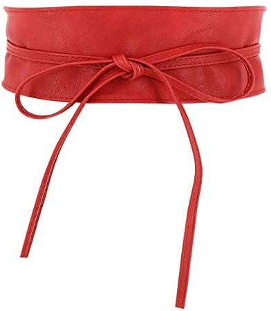 FASHIONGEN - Damen gürtel, Taillengürtel, Bindgürtel, Obi gürtel MICA - Rot, L-XL
