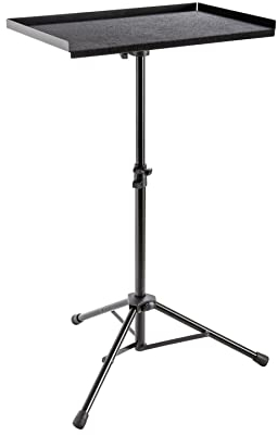 K&M 13500 Percussion-Ablagetisch Schwarz – 57,3 cm x 37,3 cm Tischplatte – Stahl – höhenverstellbare Ablage für Zubehör