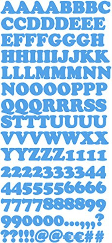 AWS 146 Aufkleber Buchstaben Alphabet Zahlen Vinyl Sticker Wasserdicht hellblau