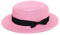 Elonglin Femme et Enfant Chapeau de Paille de Soleil Panama Capeline Chapeau Porkpie avec Nœud Papillon Rose Clair Adulte