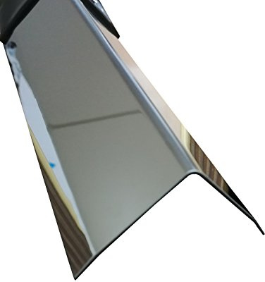 Edelstahl Winkel 3-fach gekantet 150 cm Kantenschutz Metall V2A Eckleiste (Spiegel SM8, 40x40x0,8 mm)
