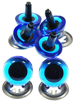 celloexpress 12mm Transparent Blue Crystal Eyes with Metal Backs - Safety Eyes for Soft Toy Teddy Bear Animal Making (Pack of 3 Pairs)