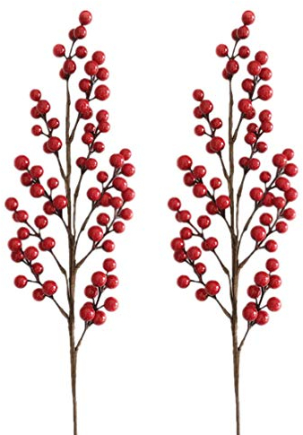 BESPORTBLE 3 Stücke Künstliche Beerenzweige Beerengirlande Schaum Rote Beeren Zweige Picks Blumenstrauß Dekozweige für Weihnachten Girlande DIY Kranz Ornamente Weihnachtsschmuck Basteln