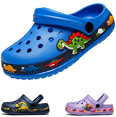 DRECAGE Zoccoli Unisex-Bambini Pantofole A Casa Scarpe delle Pantofole per Ragazzi delle Ragazze, Eva Clogs da Giardino in Gomma Blu 26 EU