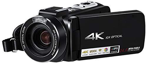 0℃ Outdoor Caméra Vidéo, Caméscope Vidéo Numérique pour Youtube 4K 24MP Night Vision Enregistreur, Caméscope Multifonction, Sortie Webcam et Télévision