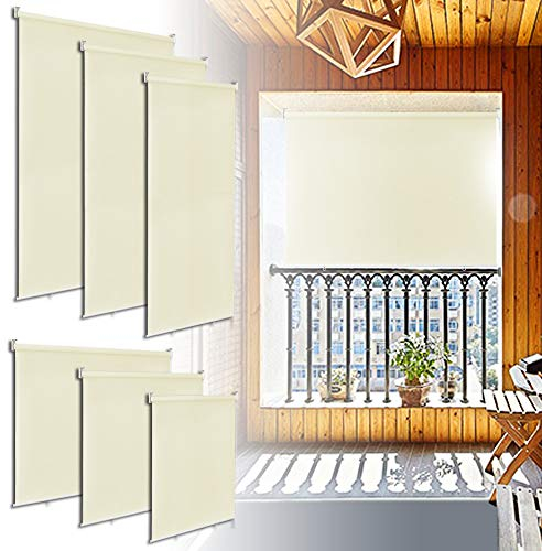 LZQ Store vertical de balcon, protection solaire, store vertical résistant aux UV, coupe-vent et brise-vue, voile d'ombrage vertical pour balcon, terrasse, 180 x 240 cm, beige