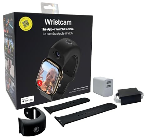 Wristcam, Correa inteligente de doble cámara para Apple Watch (certificado Apple MFi), sensor de 8 MP, video Full HD/modo deportivo 720P, (nuevo) Pro. Estabilización de imagen, WiFi, resistente al