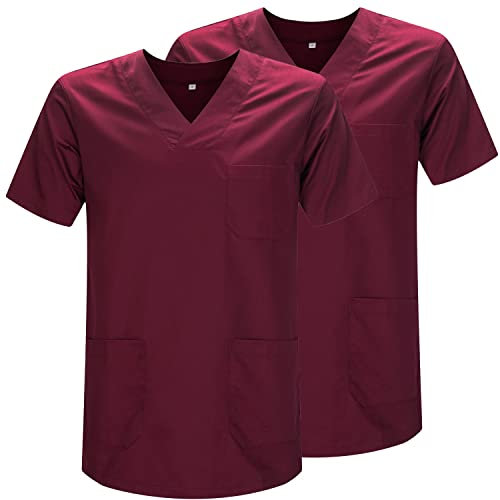 MISEMIYA - Packung 2 STK. - SANITÄRE CASACA Unisex SANITÄRE Uniformen SANITÄRE UNIFORM MEDIZINISCHE UNIFORM - Ref. 817 * 2 - XX-Large, Granat 21