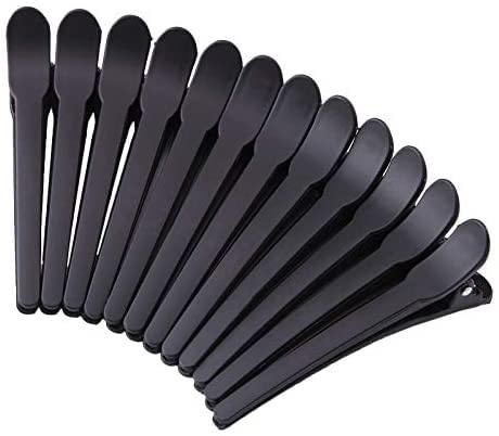 DAQIEPIN 12pcs Pinces à Cheveux Professionnelles pour la Coupe de Style Pinces à Cheveux Antidérapantes Sans Trace de Canard, Pinces de Coupe de Cheveux pour Salon Coiffeur