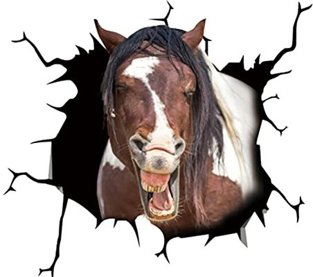 4 Stück 3D Pferd Cartoon Lustige Auto Aufkleber,Car Dekoration Tier Sticker Aufkleber,Labrador Aufkleber für Auto Personalisierte Dekoration Für Autofenster Stoßfänger Riss Vinyl Pferd Aufkleber