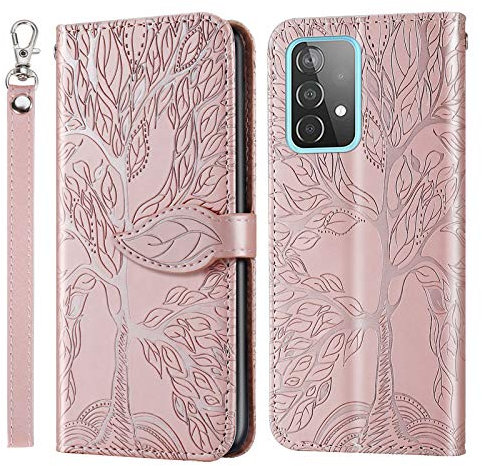 Vkooer Coque pour Samsung Galaxy A23 5G/4G Premium Cuir PU Galaxy M23 Étui Portefeuille à Rabat Housse Flip Case avec Porte Cartes Fermeture Magnétique Etui de Protection, Or Rose