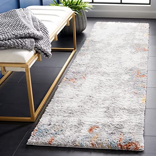 SAFAVIEH Berber Shag Collection Teppich, 70 x 200 cm, fusselfrei und pflegeleicht, 3,2 cm dick, ideal für stark frequentierte Bereiche im Wohnzimmer, Schlafzimmer, 70 x 200 cm, Blau