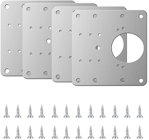 4 Stück Schrankscharnier-Reparaturplatten, Scharnier-Reparaturhalterungen mit Löchern 12 Stück Schraubscharnier-Reparaturplatten für Holzmöbel (90 x 90 mm)