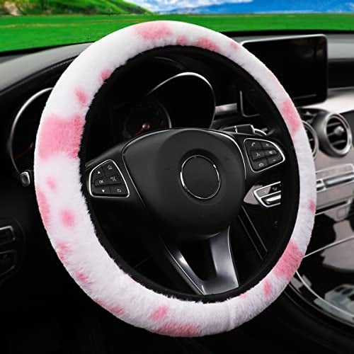 Flauschiger Lenkradbezug, rutschfest, weich, flauschig, Plüsch, Winter, warm, Auto-Lenkradschutz, universal, passend für 37–39 cm