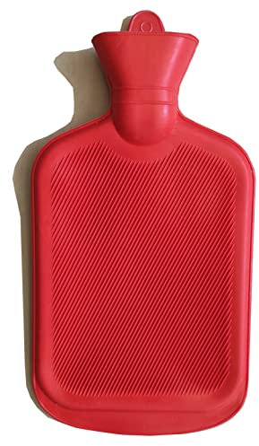 Wärmflasche 2L (ohne Bezug) - Füllmenge 2000 ml mit großer Einfüllöffnung für mehr Sicherheit und aus langlebigen Naturkautschuk (Rot)