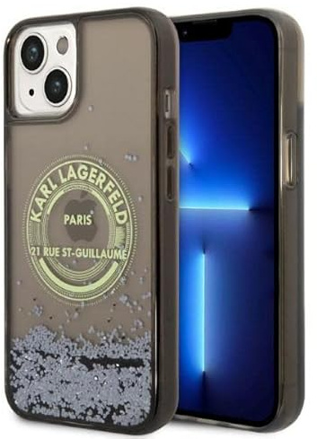 Karl Lagerfeld KLHCP14SLCRSGRK Hülle für iPhone 14 6,1 Schwarz hardcase Liquid Glitter RSG