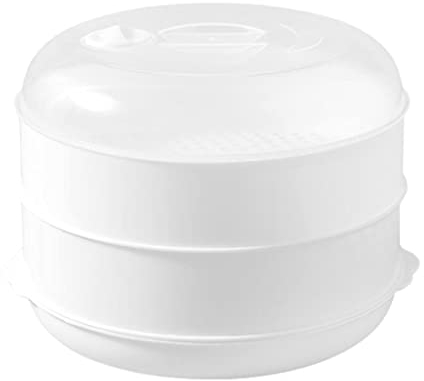 Dous vaporizador de microondas,Vaporera con Tapa a Modo de Plato - Vaporizador Resistente al Calor para Platos al Vapor, Fideos, elaboración de Pasteles, Apto para Horno y microondas